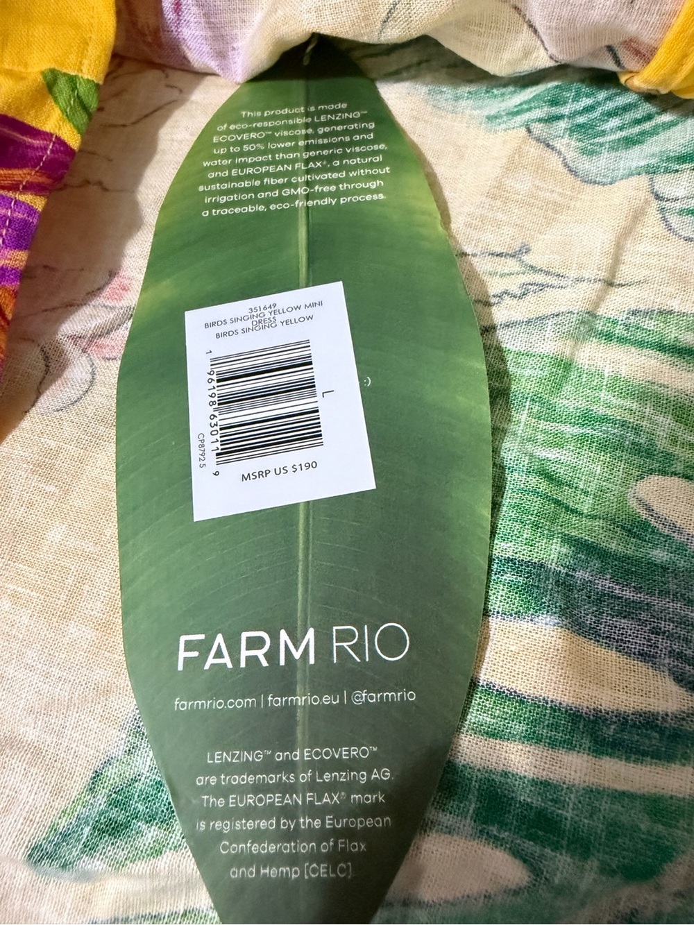 Farm Rio Birds Singing Yellow Mini Dress Large NWT Tropical Parrot 8304 - Picture 7 of 11